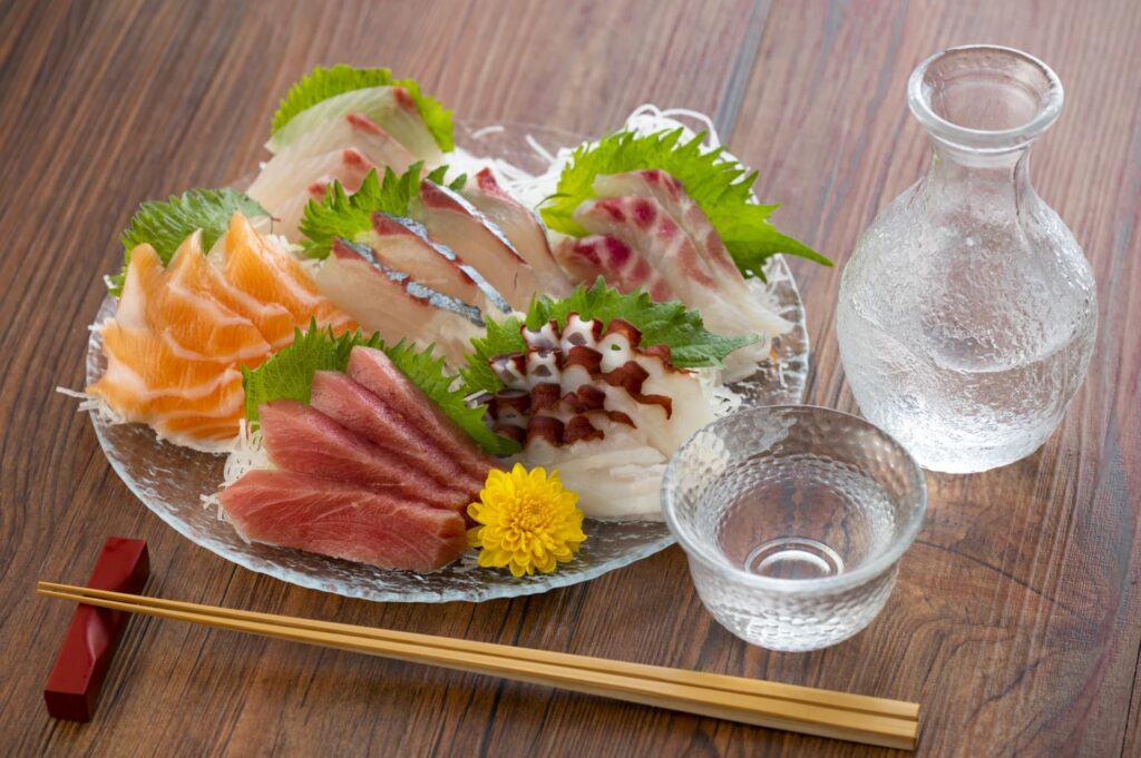 日本酒と刺身