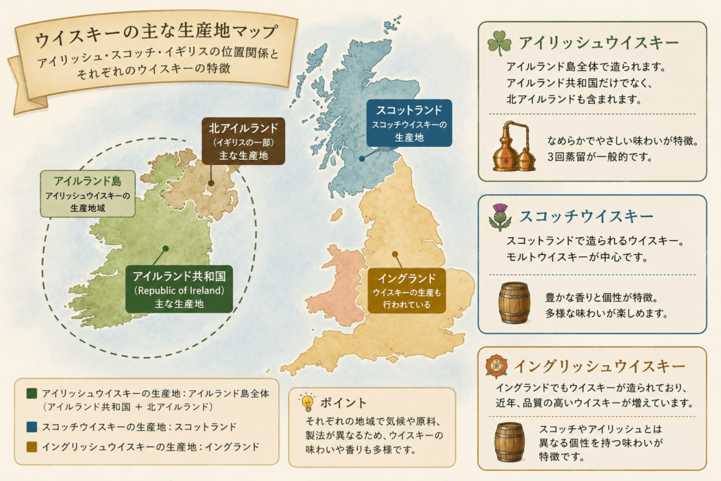 アイルランドとスコットランド地図イラスト